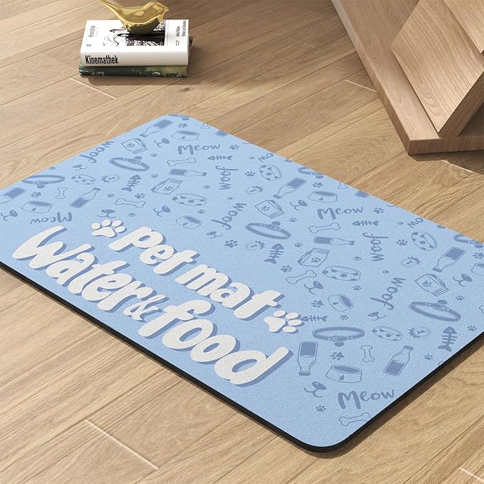 Pet Feeding Mat-Absorbent Dog Mat for Food and Water Bowl-No Stains Quick Dry Water Dispenser Mat-Dog Accessories Pet Supplies-Bowl for Messy Drinkers（PAW,17"x28"