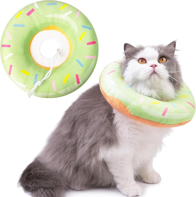 Cat Cone Collar Soft, Cat Recovery Collar for Wound Healing Cute Donut Adjustable Kittens Cones to Stop Licking Comfortable Lightweight Neck Elizabethan Collars for Cats Kittens After Surgery