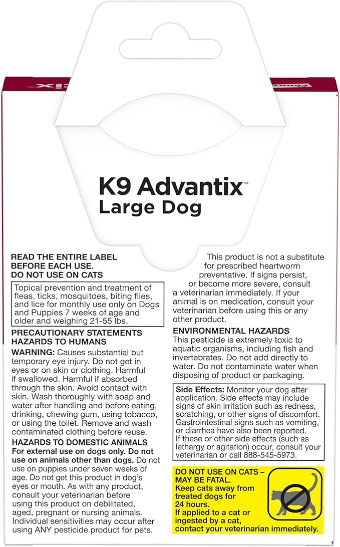 K9 Advantix Flea, Tick & Mosquito Prevention for Dogs 21-55 lbs. | Flea Drops for Large Dogs | Apply Monthly | 2 Treatments