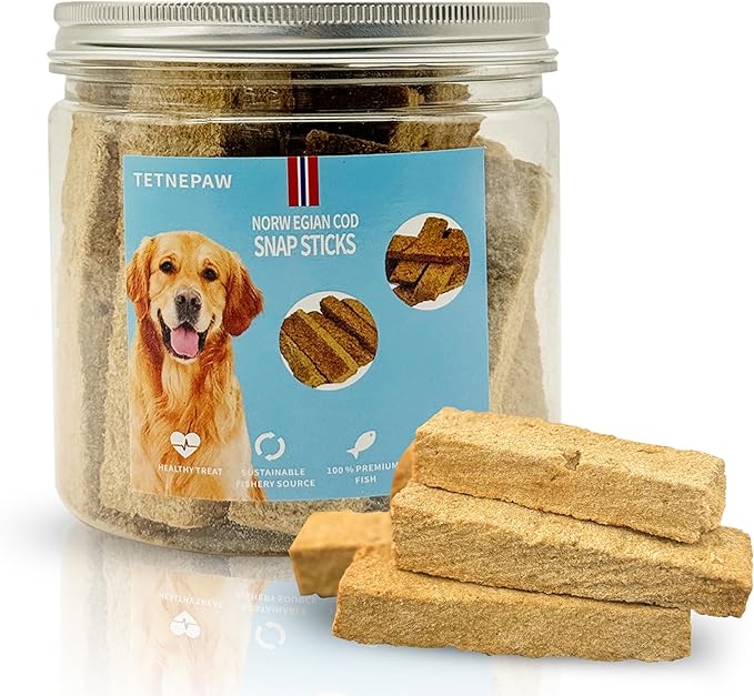Dog Fish Treats Cod Made with Premium Natural Norwegian 100% Real Cod Fish Bones & Meat Healthy Crunchy Biscuits for Dogs High Protein Grain-Free All-Natural Pet Snack