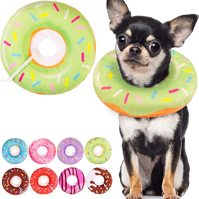 Cat Cone Collar Soft, Cute Cat Donut Collar After Surgery, Adjustable Kitten Recovery Cones to Stop Licking, Lightweight Neck Elizabethan Collars for Cats Kittens (Green, Large)