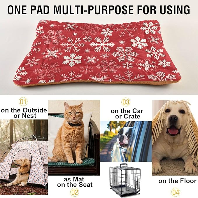 Snowflake Pet Bed Cute Dog Bed Mat Absorbing Non Slip Pad Pet Sleeping Mat for Small, Medium, and Large Dogs Puppy Cat 24 in x 18 in