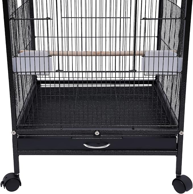 Bird Cage, Open Top Medium Small Bird Cage with 360° Full Hollow Design & Interactive Skylight Rolling Birds Cages for Cockatiel Sun Conure Green Cheek Senegal Meyer's Red-Bellied 18.11*18.11*39.9 In
