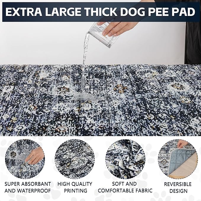 Extra Large Washable Pee Pads for Dogs (72"x72"), Upgrade Reusable Puppy Pads with Non-Slip Rug Pad, Super Thickening Absorbent Leakproof Dog Traning Pads Whelping Pad for Dogs, Doggie