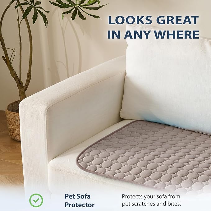 MICROCOSMOS Summer Cooling Mat & Sleeping Pad- Water Absorption Top, Materials Safe, Easy Carry, EZ Clean. Keep Cooling for Pets, Kids and Adults.(Brown, 19" x 15")
