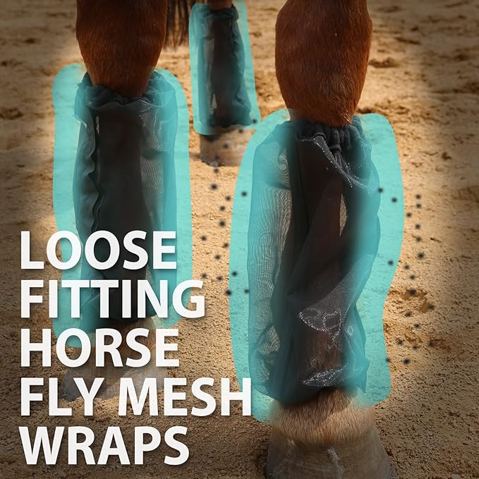 Universal Size Horse Leggings Fine Mesh Horse Fly Boots Greatly Reduce Stomping Breathable Horse Boots Leg Wraps (Set of 4) Black