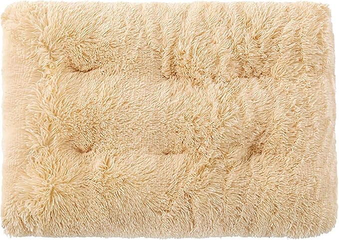Dog Crate Mat, Dog Bed for Large Dogs, Comfy Fluffy Kennel Pad Anti-Slip for Dog beds & Furniture, Quilted Dog Bed for Pets for Medium/Small Dogs Cats (Color : Apricot, Size : 16.9x11)
