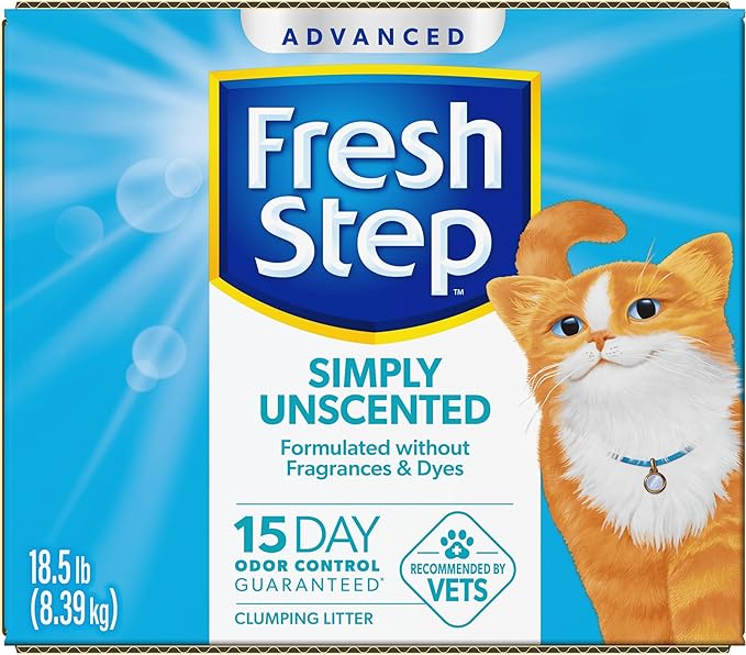 Fresh Step Advanced Simply Unscented Clumping Litter, Fresh Step Unscented Cat Litter Fights Odor on Contact, 37 lbs. (2 x 18.5 lb. Box)