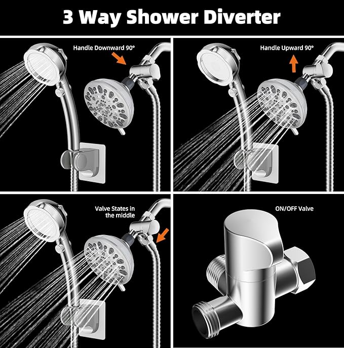 Hibbent Dog Sprayer Attachment Set for Pet Bathing and Dog Washing with 119 Inch Hose, Brass Shower Arm Diverter Valve, Handheld Shower Head, Bathroom Hose Sprayer Head Kit