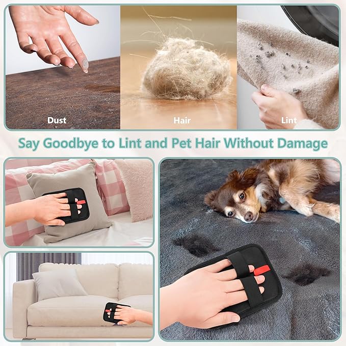 Pet Hair Removal Glove - Reusable Electrostatic Dog/Cat Hair Remover Mitt & Pet Grooming Gloves for Couch, Carpet, Furniture - Upgraded Electrostatic Dog Hair Glove Tool (1 PC)