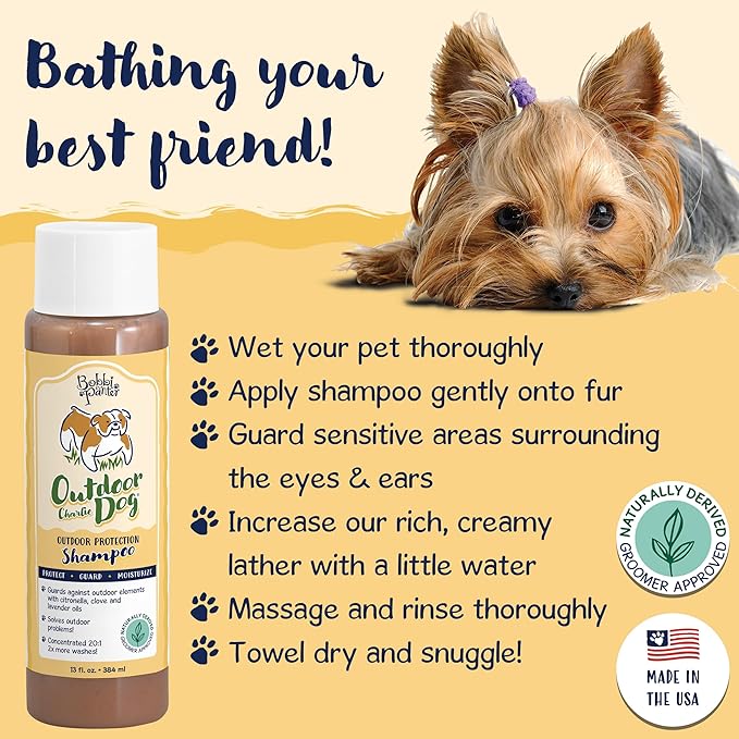Bobbi Panter Outdoor Dog Shampoo - Made in USA - All Natural Formula for Soothes Itchy Skins - Concentrated 16:1 for Professional Grommers - Camomile Scent, 13 Oz (Case of 12)