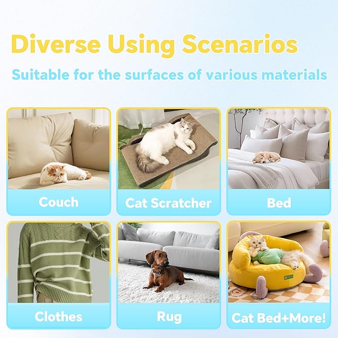 Pet Hair Removal Tool, 4 in 1 Cat and Dog Hair Remover, Gentle on Furniture, Reusable, Washable Cat Hair Remover Brush for Car, Couch, Carpet, Clothes, Window and Laundry