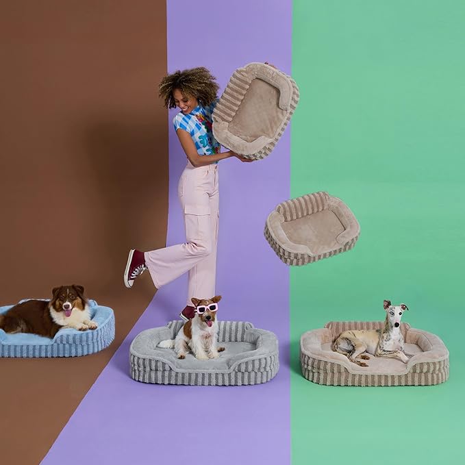 LE SURE Cute Dog Beds for Extra Large Dogs, Orthopedic Waterproof XL Pet Bed with Sides, Non-Slip and Egg-Crate Foam Big Dog Couch Sofa with Washable Removable Cover, Grey