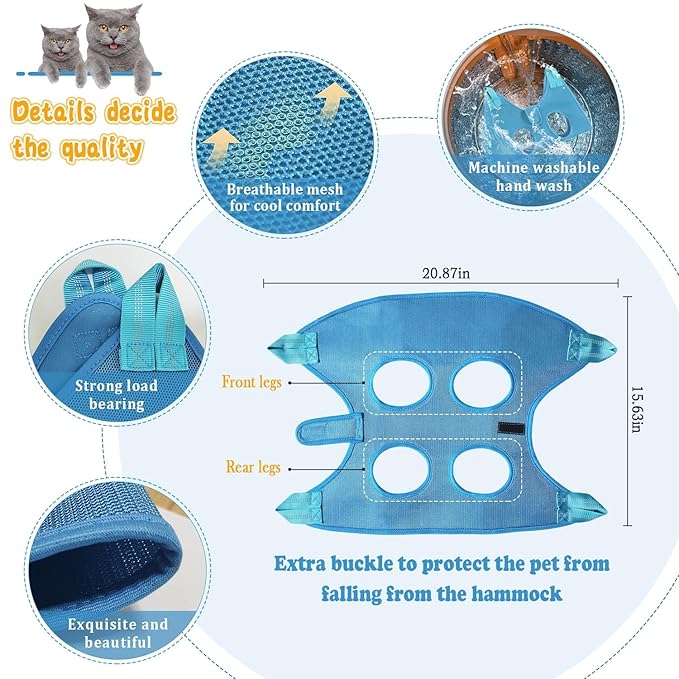 JIURUN Cat Grooming Hammock for Nail Trimming, Dog Grooming Hammock(S),Trimmer, Nail File, Pet Comb Bat Costume Wings for Cats Dogs
