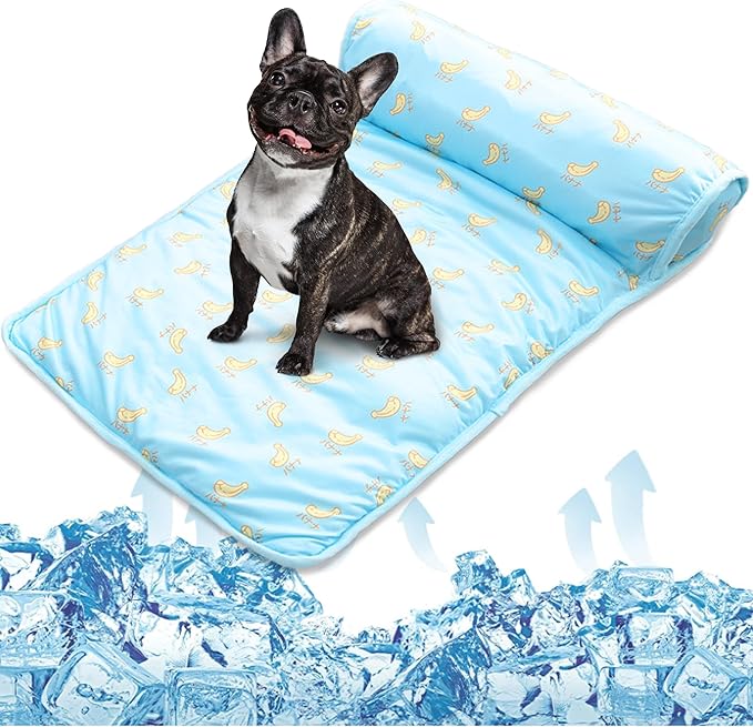 PUMYPOREITY Cooling Dog Mat, Self-Cooling Pad for Dogs & Cats, Blue, Medium, 15.7 x 23.6 x 1.9 inches