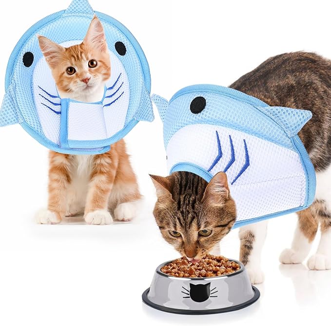 Cat Collar Cute Cat Recovery Collar Breathable Adjustable Soft Lightweight Pet Neck to Stop Licking Scratching After Surgery for Pets Dogs Kittes