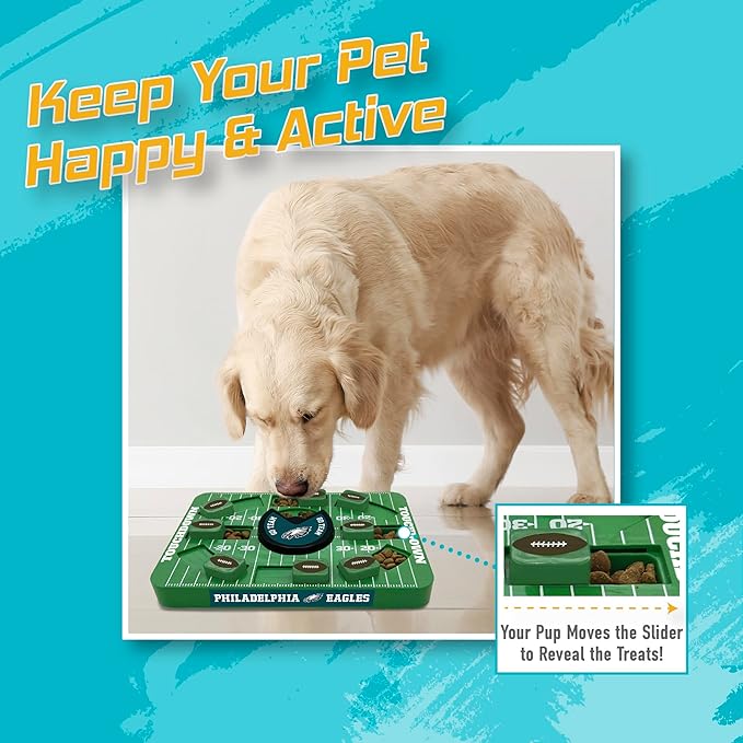 Pets First NFL Philadelphia Eagles Large Puzzle Toy, New Size, Interactive Dog Treat Puzzle, Slow Feeding Toy