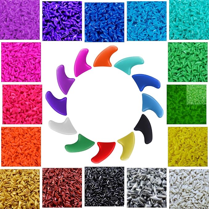 zetpo Cat Nail Caps | Cat Claw Covers | with Adhesives and Applicators (L, 5X Solid Random Colors | 100 pcs)