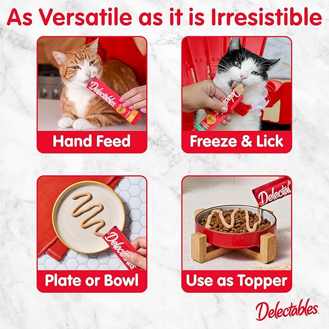 Delectables Squeeze Up Non-Seafood Variety Pack, Creamy Squeezable Puree, Lickable Wet Cat Treats, Grain Free, No Added Fillers, No By-Products, No Added Preservatives, 0.5 Ounces Tube, 72 Tubes Total