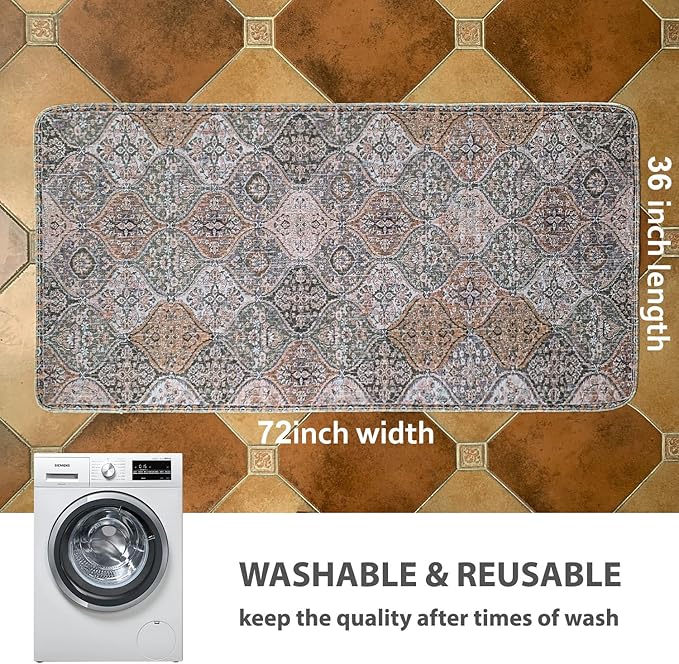 nunubaby Washable Pee Pads for Dogs, Stylish, Non-Slip and Leak-Proof Pee Pads. Reusable Potty Pads for Dogs for Crates and Floors.(Brown/Multi, 36" x72")