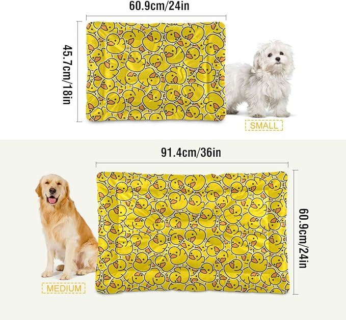 Pet Bed Yellow Duck Cartoon Dog Bed Mat Absorbing Non Slip Pad Pet Sleeping Mat for Small, Medium, and Large Dogs Puppy Cat 36 in x 24 in