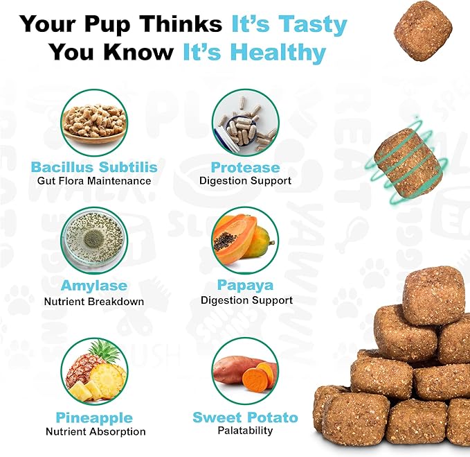 Doggie Dailies Puppy Probiotic, Probiotics for Puppies with Digestive Enzymes, Promotes Digestive Health, Supports Immune System & Overall Development (Pumpkin) 120 Soft Chews