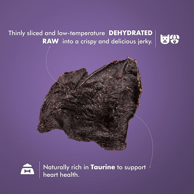 King Lou Pets - USA-Made Dehydrated Beef Heart Jerky Dog Treats - 1 lb of Fresh Beef Heart Prior to Dehydration
