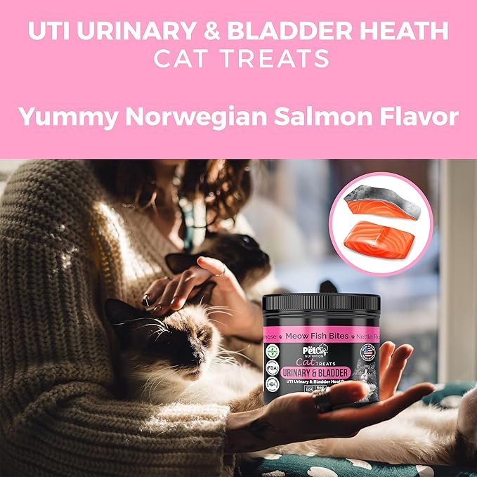 Pet Chef Feline Treats - Fix Cat UTI - Natural & Organic UTI Remedy for Cats. Feline UTI Prevention - Low Calories- Reduce cat Fur Balls, and Vomiting. Cat Urine Crystals Prevention.