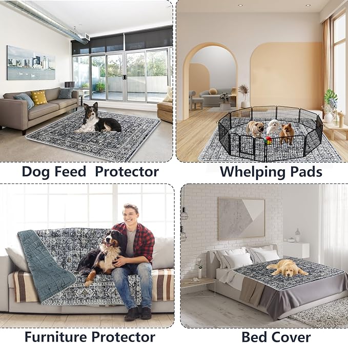 Extra Large Washable Pee Pads for Dogs (72"x72"), Upgrade Reusable Puppy Pads with Non-Slip Rug Pad, Super Thickening Absorbent Leakproof Dog Traning Pads Whelping Pad for Dogs, Doggie
