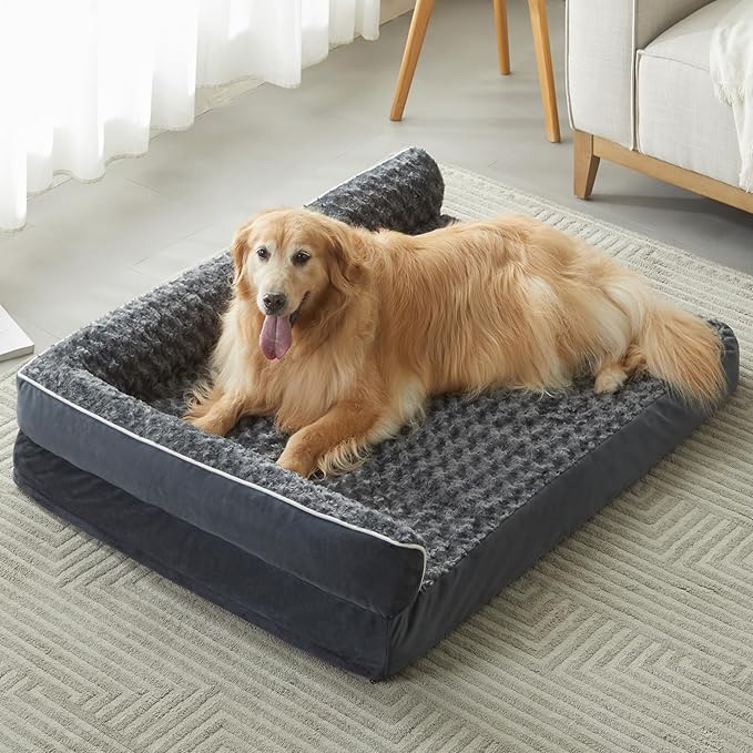 BFPETHOME Orthopedic Dog Beds for Large Dogs-Waterproof Sofa Dog Bed with Removable Washable Cover, Large Dog Bed with Waterproof Lining and Nonskid Bottom,Pet Bed for Large Dogs