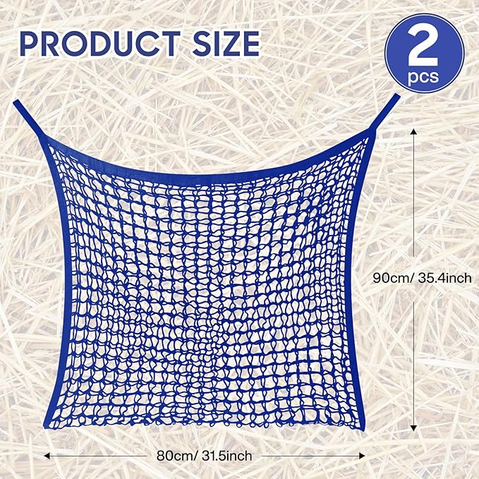 2 PCS Slow Feed Hay Net, Hay Bags for Horses with Large Capacity, Horse Feed Bag Easy to Hang, Hay Nets for Horses for Horse Feeder Full Day Feeding Horses Goat Stall Trailer (31.5" x 35.1")