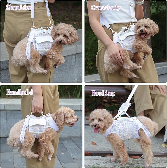 Dog Lift Harness Backpack for Small Dogs, Adjustable Straps Dog Sling Carrier for Hiking, Travel, Outdoor – Purple Medium