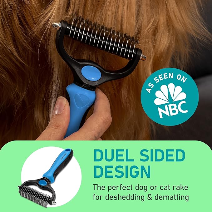 Maxpower Planet Pet Grooming Rake and Dematting Comb for Dogs - Dog Grooming Supplies, Undercoat Rake for Dogs, Cats - Extra-Wide Deshedding Dog Brush, Deshedder Comb for Long Hair - Reduce Shedding