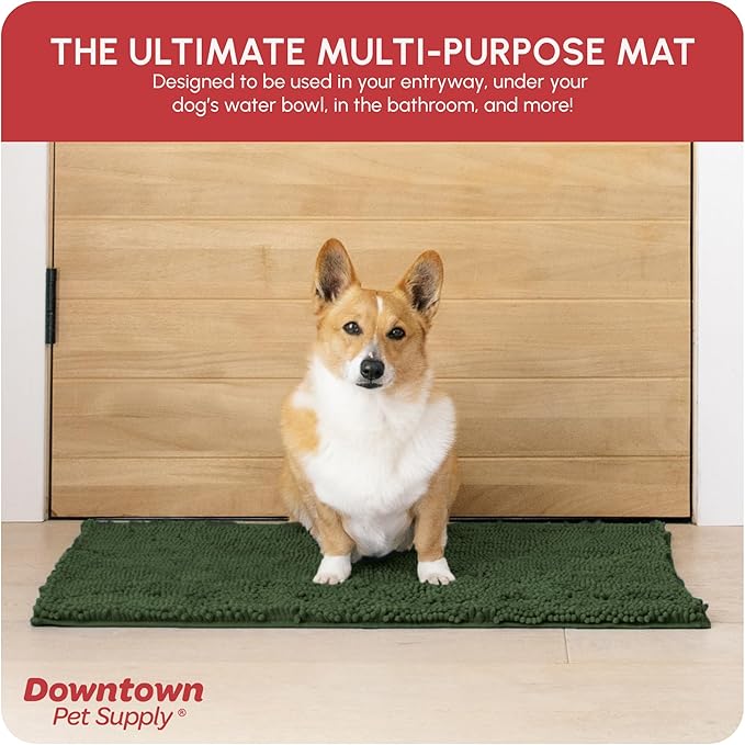 My Doggy Place Medium Chive Microfiber Dog Mat, 31" x 20", Rubber Backed, Absorbent, Quick Drying, Machine Washable