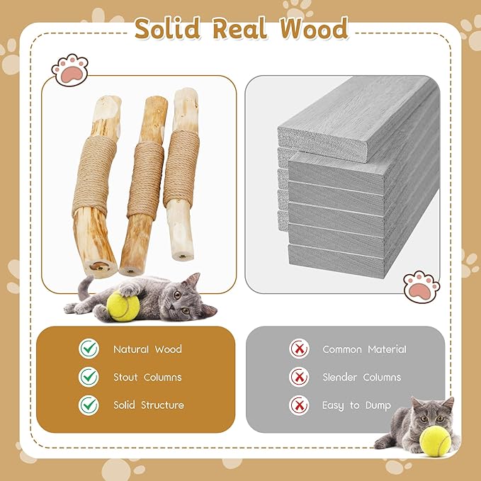 Wooden Cat Tree, Modern Cat Tree Tower with Jumping Platforms, Baskets, Cat Condo, 40" Cat Scratching Posts for Indoor Cats Kitten