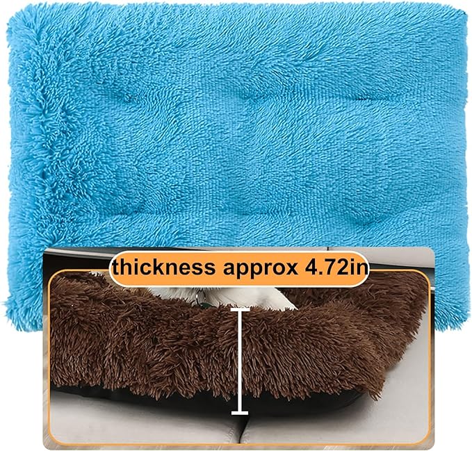 Dog Crate Mat, Dog Bed for Large Dogs, Comfy Fluffy Kennel Pad Anti-Slip for Dog beds & Furniture, Quilted Dog Bed for Pets for Medium/Small Dogs Cats (Color : Blue, Size : 36x25)
