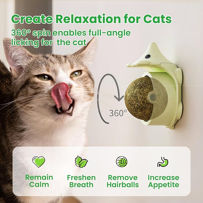 6 Pcs Catnip Ball Toys with Rubbing Shell, Lickable Roller Catnip Toys for Cats Chew, Edible and Refillable Kitten Toys, Teeth Cleaning Dental Indoor Cat Treats Toys, 3 Shells 6 Balls