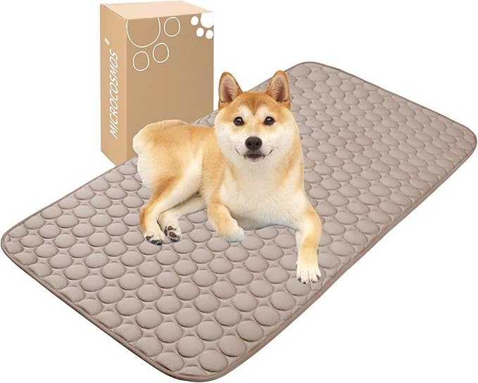 MICROCOSMOS Summer Cooling Mat & Sleeping Pad- Water Absorption Top, Materials Safe, Easy Carry, EZ Clean. Keep Cooling for Pets, Kids and Adults.(Brown, 48" x24")