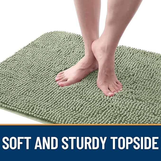 OLANLY Dog Door Mat Set 2-Piece 30x20, Absorbs Moisture and Dirt, Absorbent Non-Slip Washable Doormat, Quick Dry Chenille Mud Mat for Dogs, Entry Indoor Entryway Carpet for Inside Floor, Sage Green