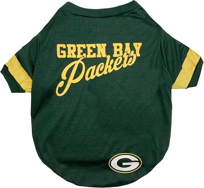 Green Bay Packers Dog & Cat T-Shirt, Small. NFL Team Football Shirt - New Stripe Design, Durable & Cute PET TEE Outfit