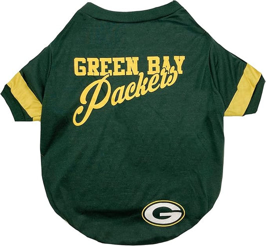 Pets First NFL Green Bay Packers T-Shirt Dogs & Cats, Medium. Football Dog Shirt NFL Team Fans. New & Updated Fashionable Stripe Design, Durable & Cute Sports PET TEE Shirt Outfit (GBP-4146-MD)
