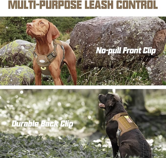 AUROTH Tactical Harness for Large Dogs No Pull Adjustable Pet Harness Reflective Working Training Easy Control Military Service Pet Vest Army Yellow XL
