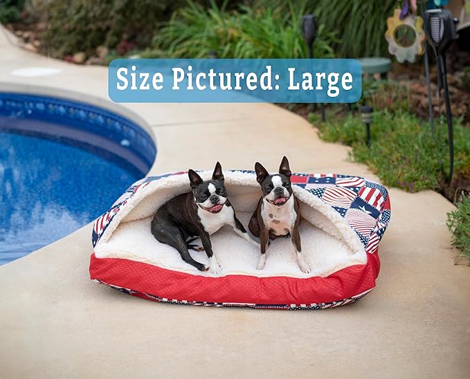 Snoozer Pet Products Luxury Rectangle Cozy Cave, Wag Collection, Small, Starpatch Red Diamond