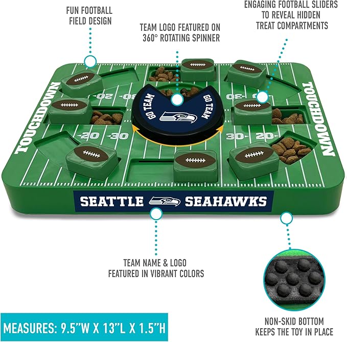 Pets First NFL Seattle Seahawks Large Puzzle Toy, Dog Puzzle Treat Toy, New Large Size, Interactive Dog Treat Toy, Dog Slow Feeding Toy