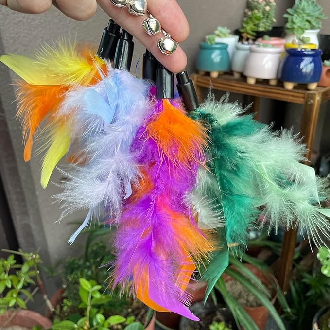 AcceLeah Cat Worm Toy Refills - Assorted Teaser Wand Toys with Bell (11 Pcs)