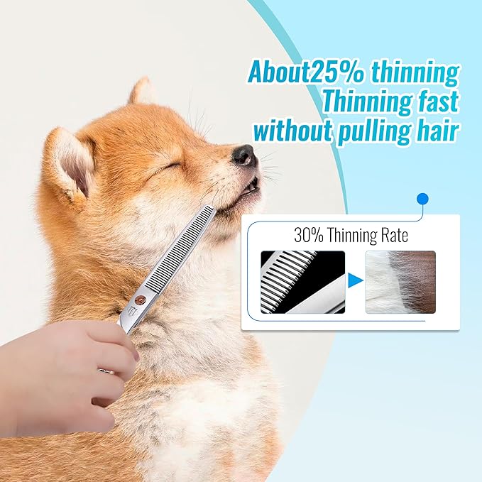 Dog Grooming Scissors: 7 inch Pet Thinning Shears Made Of Japanese 440c Advanced Stainless Steel Professional Grooming Scissors for Dogs Cats and Other Pets