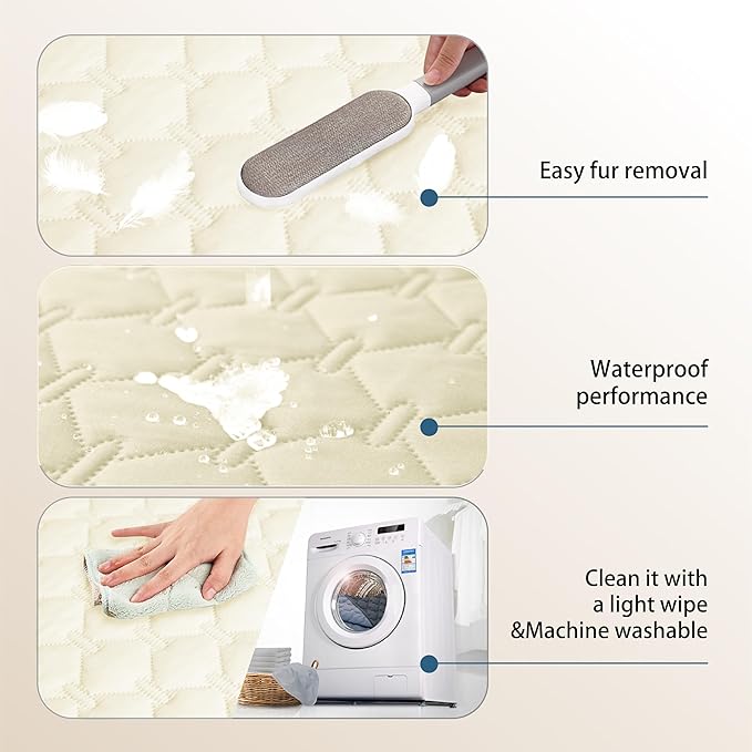 gogobunny 100% Double-Sided Waterproof Dog Bed Cover Pet Blanket Sofa Couch Furniture Protector for Puppy Large Dog Cat, Reversible (40x50 Inch (Pack of 1), Dark Cream/Light Cream)