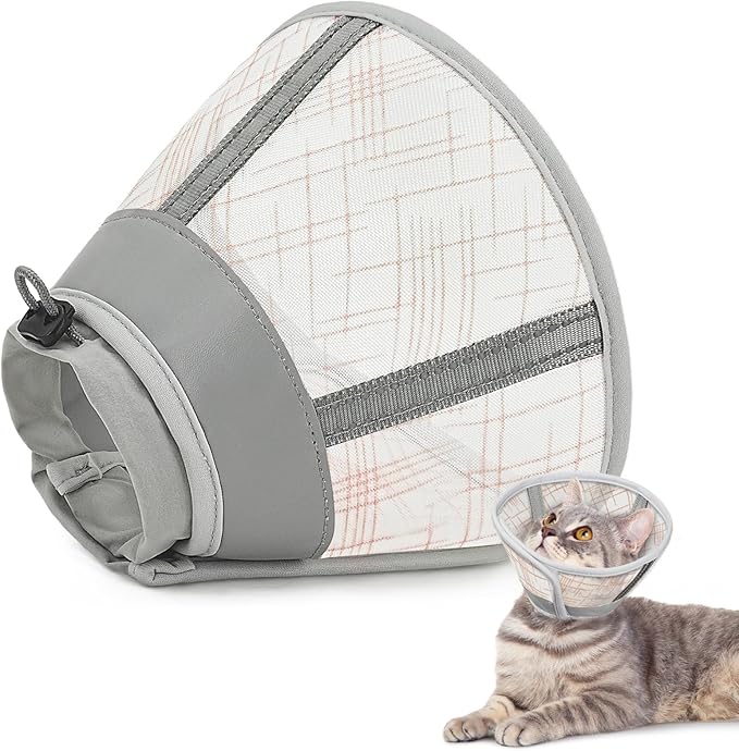 Supet Soft Air Mesh Cat Recovery Cone - Adjustable, Breathable Neck Cone Alternative for Small Kittens, Lightweight, Anti-Scratch