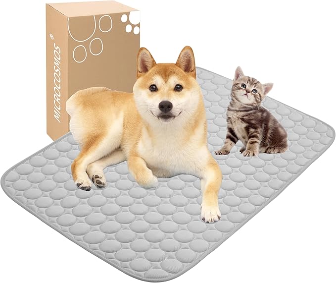 MICROCOSMOS Summer Cooling Mat & Sleeping Pad- Water Absorption Top, Easy Carry, EZ Clean, Materials Safe. Keep Cooling for Pets, Kids and Adults.(Grey, 28" x 22") Gray
