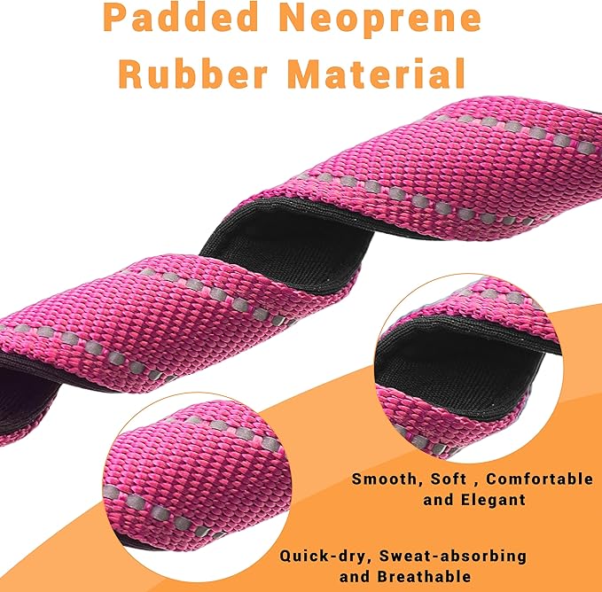 2 Pack Reflective Dog Collar with Safety Locking Buckle, Adjustable Soft Breathable Comfortable Nylon Pet Collar for Small, Medium and Large Dogs, Hotpink, S